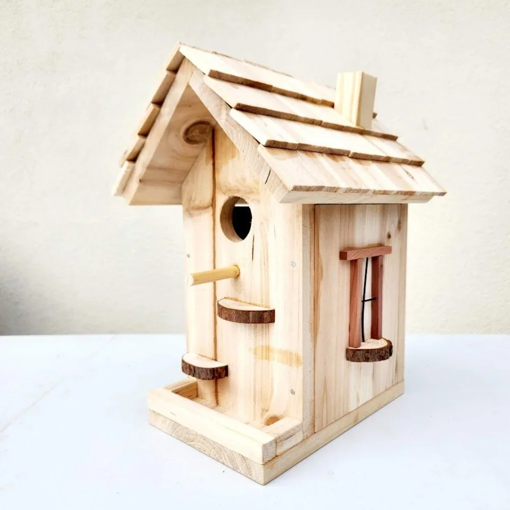 NEW HANDMADE Wooden Bird House Birdhouse Handbuilt Wood Garden Decor Spring Made